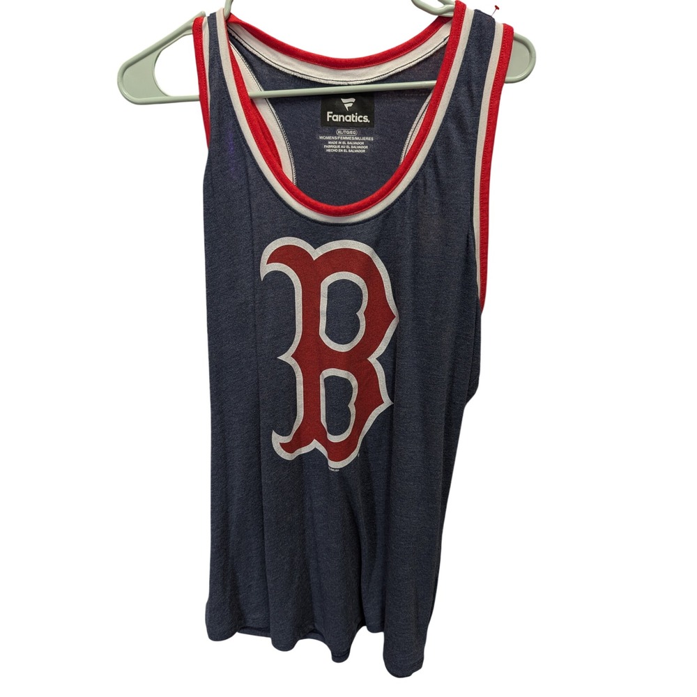 Fanatics Boston Red Sox Tank Top Womens XL Navy Excellent Racerback MLB Graphic